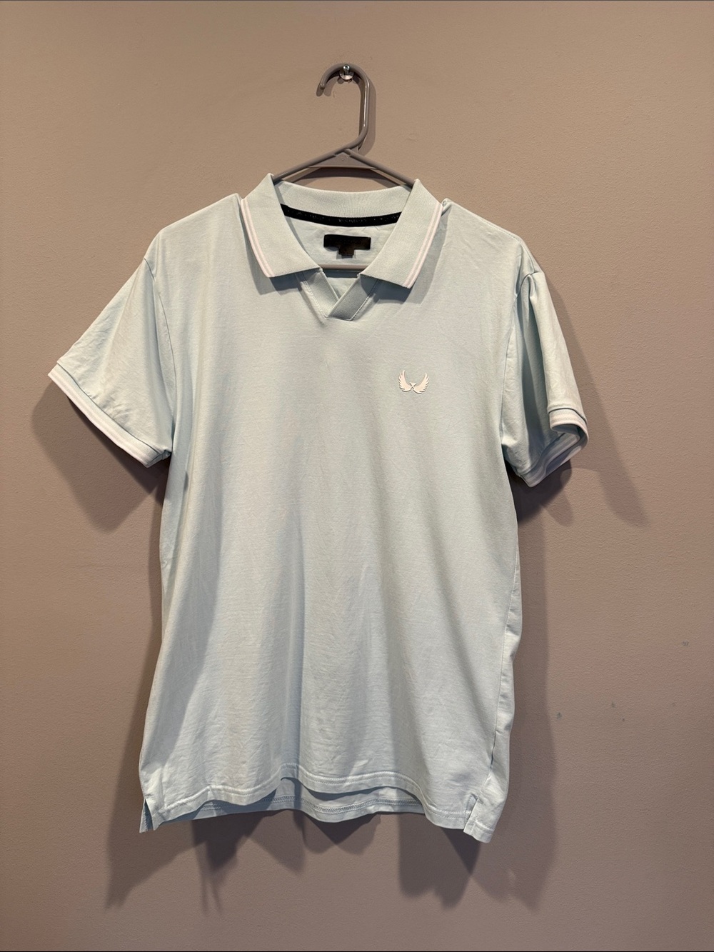 Men's Nick Danger Light Blue Polo Shirt with White Trim